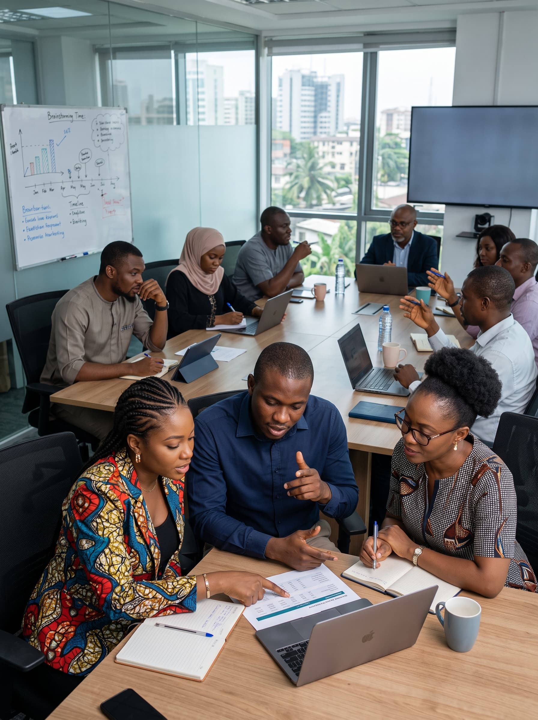 Multi-Channel Engagement: a business team coordinating customer acquisition
